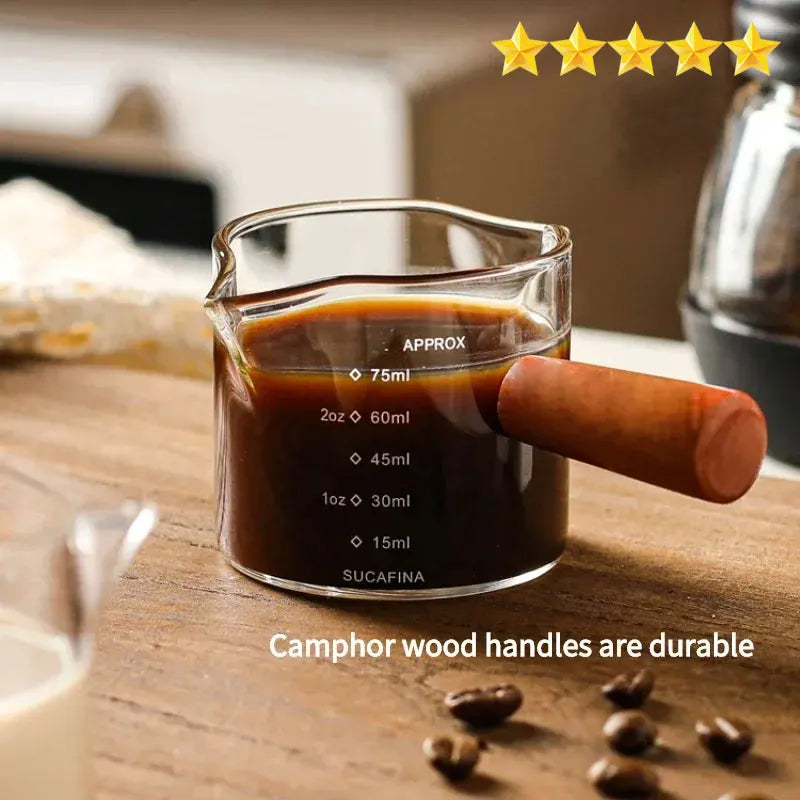 75ml Glass Espresso Measuring Cup Double/Single Mouth Glass Milk Jug with Handle Glass Scale Measuring Mugs