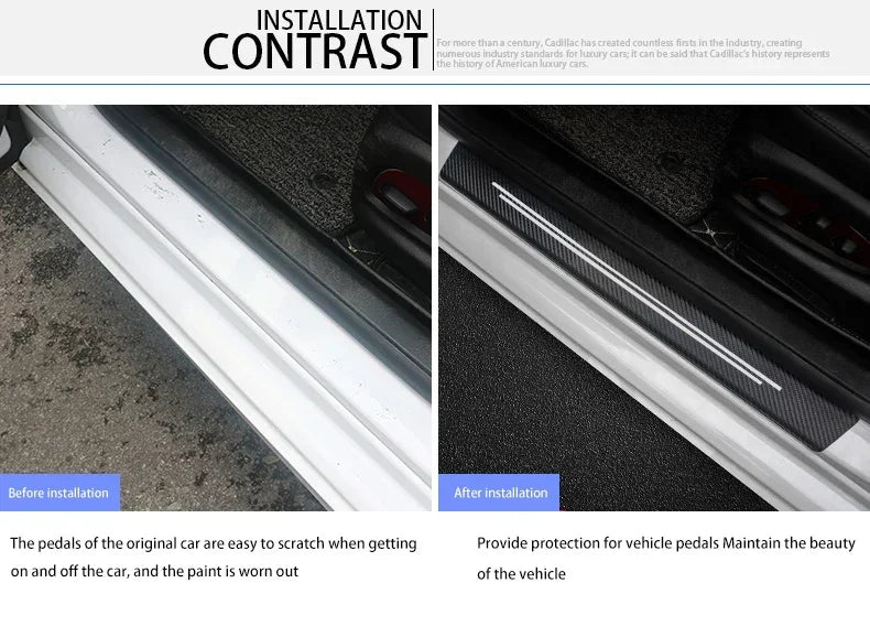 New Universal Imitation Carbon Fiber Leather Car Door Sill Protection Strip Tough And Durable Decorative Car Sticker Accessories