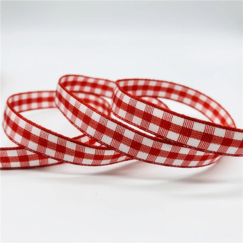 5yards/Lot 10mm Plaid Ribbon Christmas Decor Ribbon For Handmade Design Christmas Decoration DIY Gift Wrapping