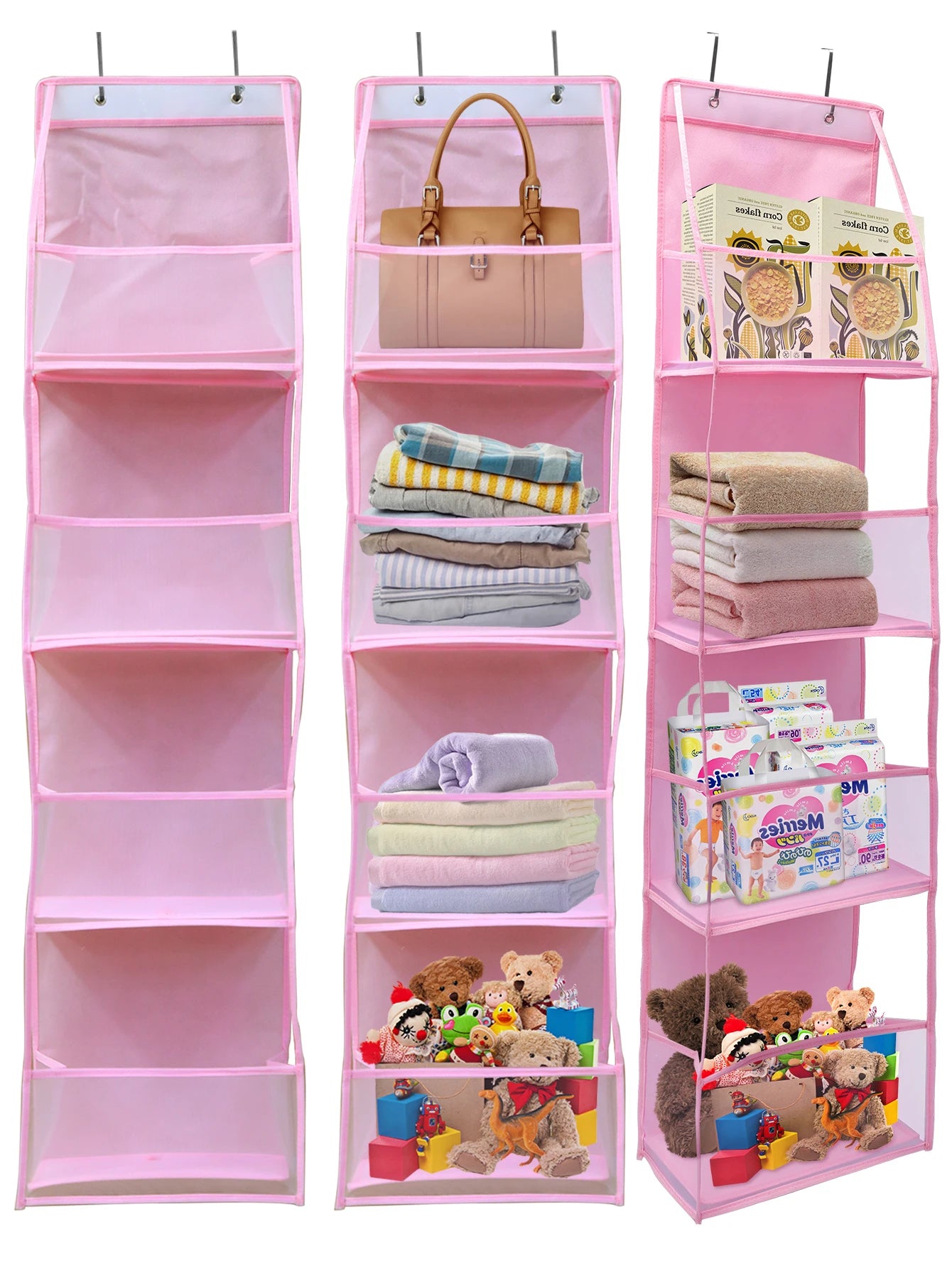1pc 4 /6Layer Over The Door Hanging Organizer Cosmetics Wall Hanging Storage Organizerfor Nursery Bathroom Closet Bedroom Dorm