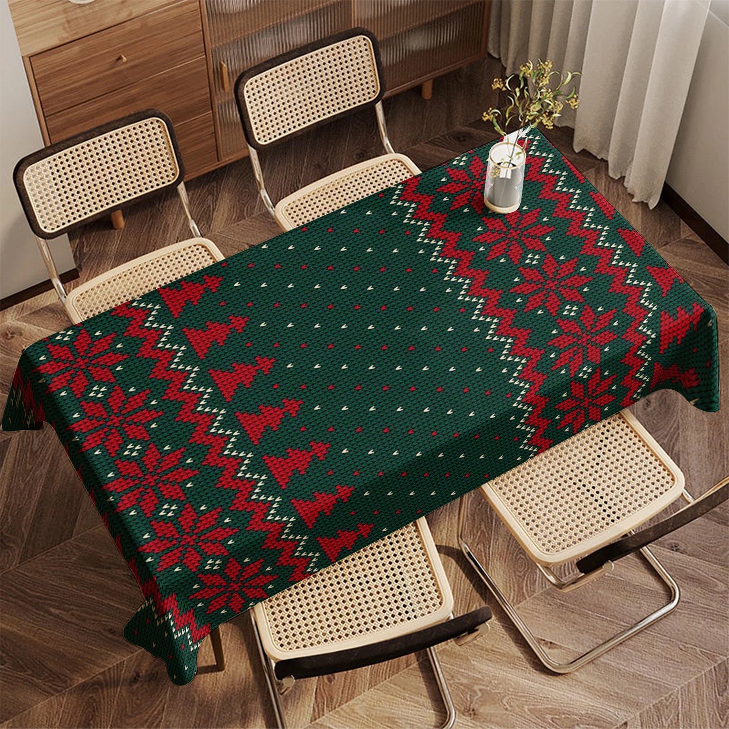 Red Pattern Tablecloth Restaurant Kitchen Tablecloth Living Room Home Decoration Rectangular Party Decoration