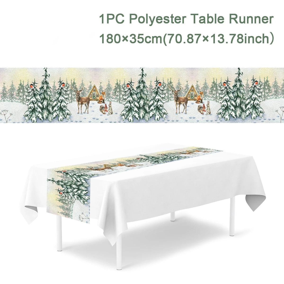 Christmas Table Runner Merry Christmas Decoration for Home Table 2024 Xmas Ornament Navidad Notal Noel Happy New Year Gifts 2025