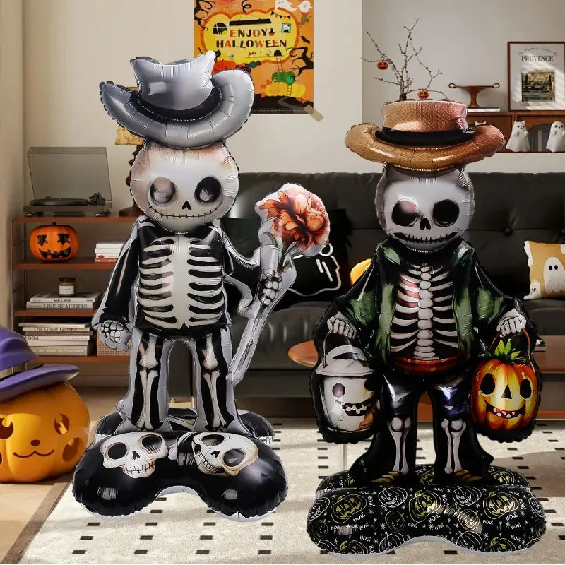 Halloween Balloon Giant Ghost Pumpkin Skull Castle Aluminum Film Standing Balloon for Halloween Party Yard Garden Scary Decor