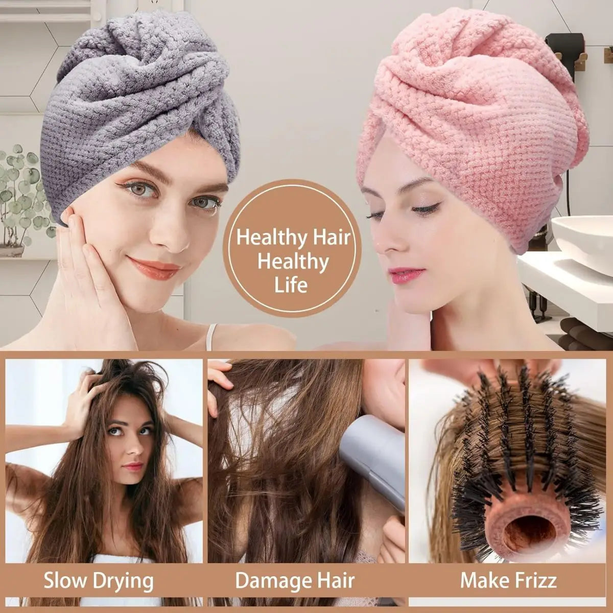 Solid color hair towel Textured dry hair cap 9.8 