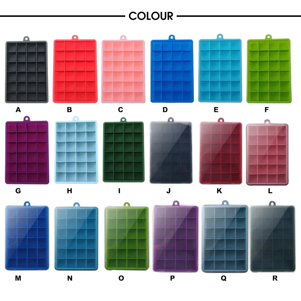 24 Hole Silicone Ice Cube Tray with Lid Non Toxic Big Square Ice Maker for Cocktails Party Drinks Puree Cheese Jelly Mold