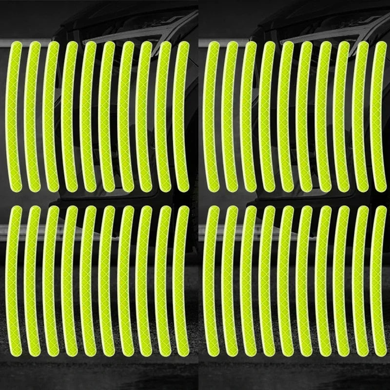 Car Wheel Hub Reflective Stripes Sticker Driving Safety Tire Decor Warning Sticker Warning Reflective Tape Car Accessories