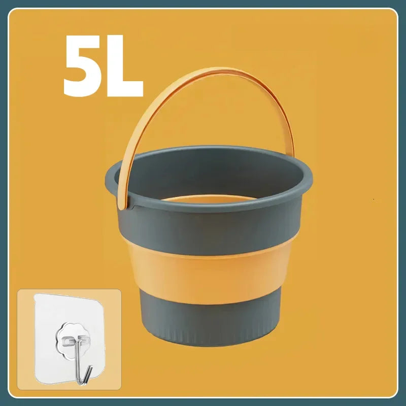 5/10/17L Portable Folding Bucket Multifunctional Thickened Silicone Bucket for Car Washing and Fishing Camping Folding Bucket