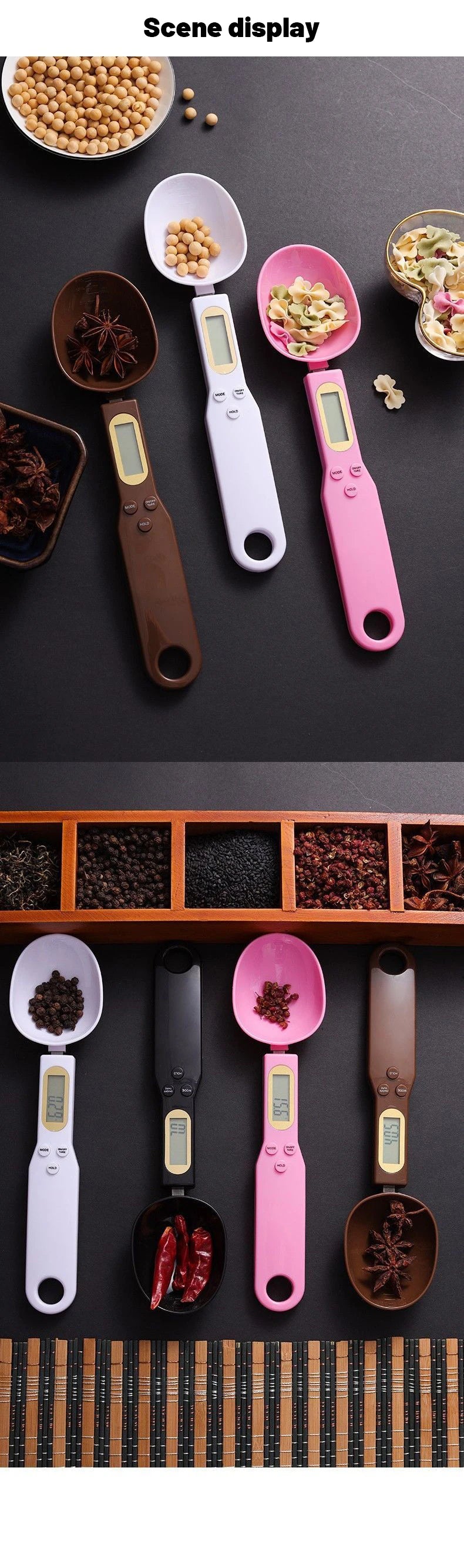 LCD Digital Measurement Adjustable Weighing Spoon Kitchen Scale Electronic Measuring Spoon Coffee Powder Scale Baking Scale