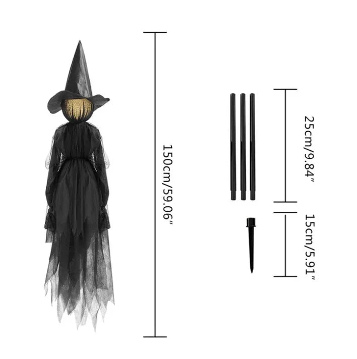 170cm Halloween Light-Up Witches Ghost Halloween Decoration Horror Props Creepy Skeleton For Halloween Decoration Voice Control