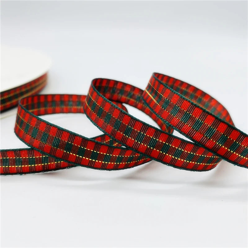 5yards/Lot 10mm Plaid Ribbon Christmas Decor Ribbon For Handmade Design Christmas Decoration DIY Gift Wrapping