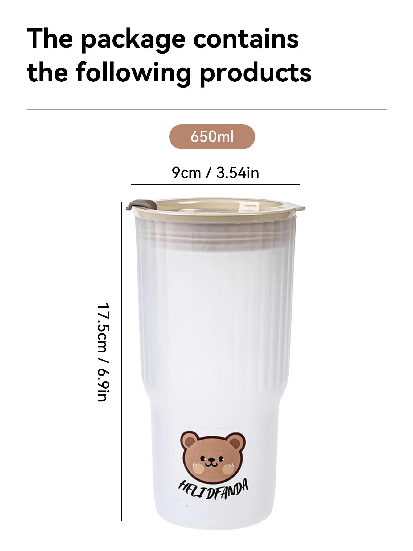 WORTHBUY Cute Bear Plastic Water Cup Large Capacity Water Bottle Travel Leak-proof Tumbler With Lid Portable Milk Coffee Cups