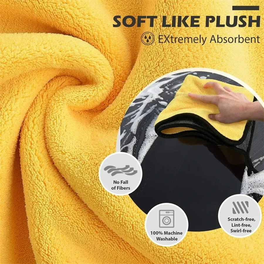 1/2/6pcs Microfiber Cleaning Towel Car Cleaning Cloths Professional Detailing Car Drying Microfiber Towel Wash Towel motorcycle