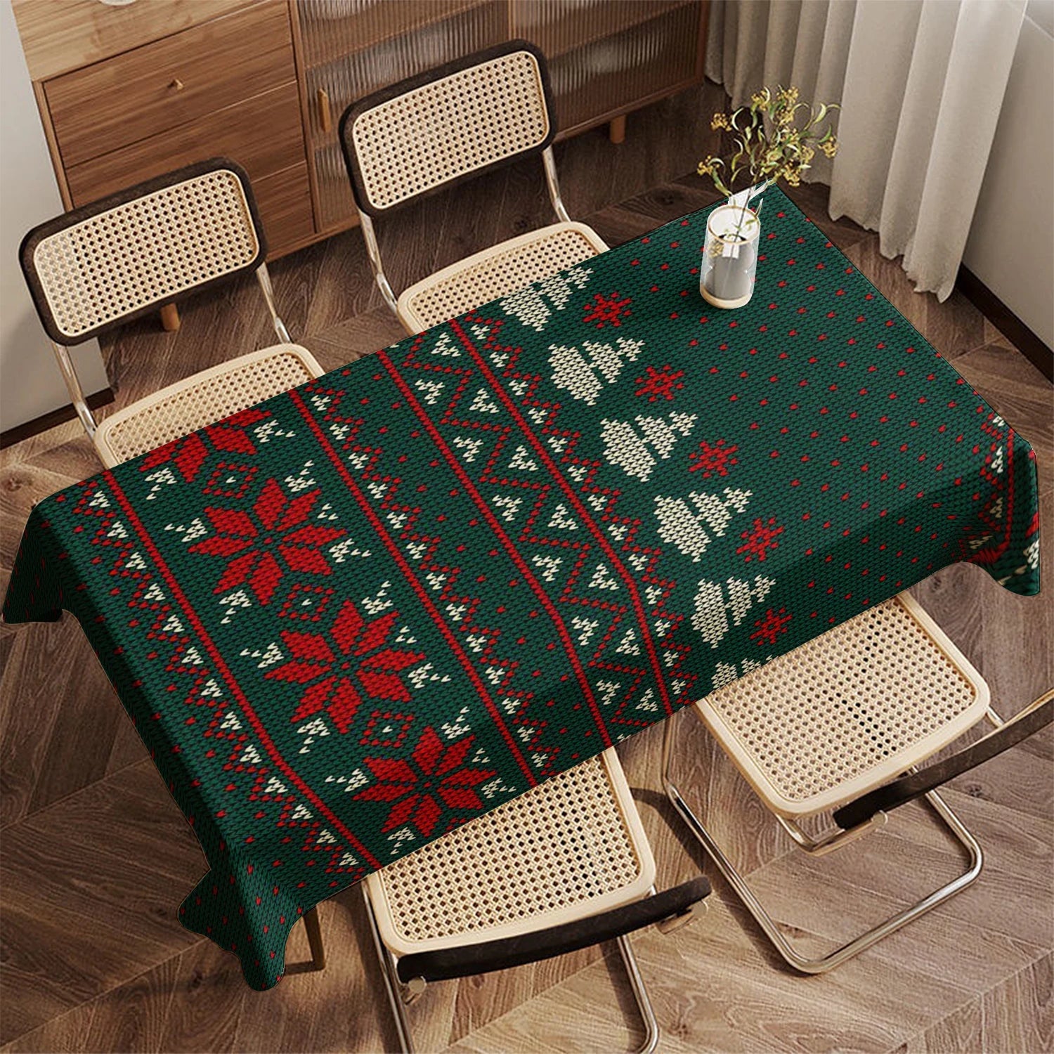 Red Pattern Tablecloth Restaurant Kitchen Tablecloth Living Room Home Decoration Rectangular Party Decoration