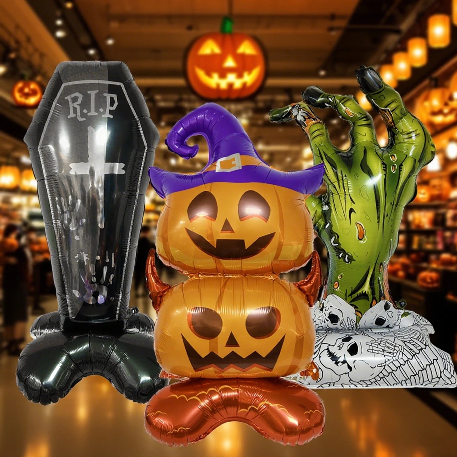 Halloween Balloon Giant Ghost Pumpkin Skull Castle Aluminum Film Standing Balloon for Halloween Party Yard Garden Scary Decor