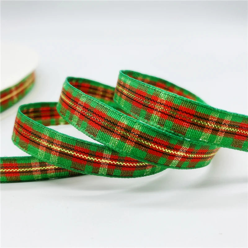 5yards/Lot 10mm Plaid Ribbon Christmas Decor Ribbon For Handmade Design Christmas Decoration DIY Gift Wrapping