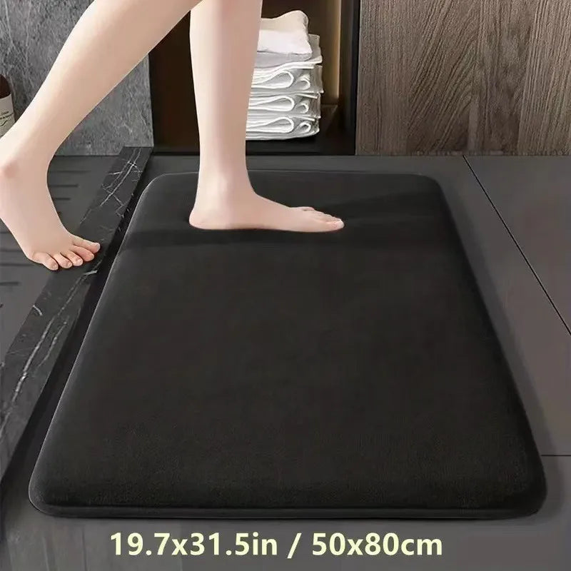 Solid Color Bathroom Mat Bathroom Floor Mat Door Mat Household Non Slip Foot Mat Coral Velvet Absorbent Quick Drying Door Mat