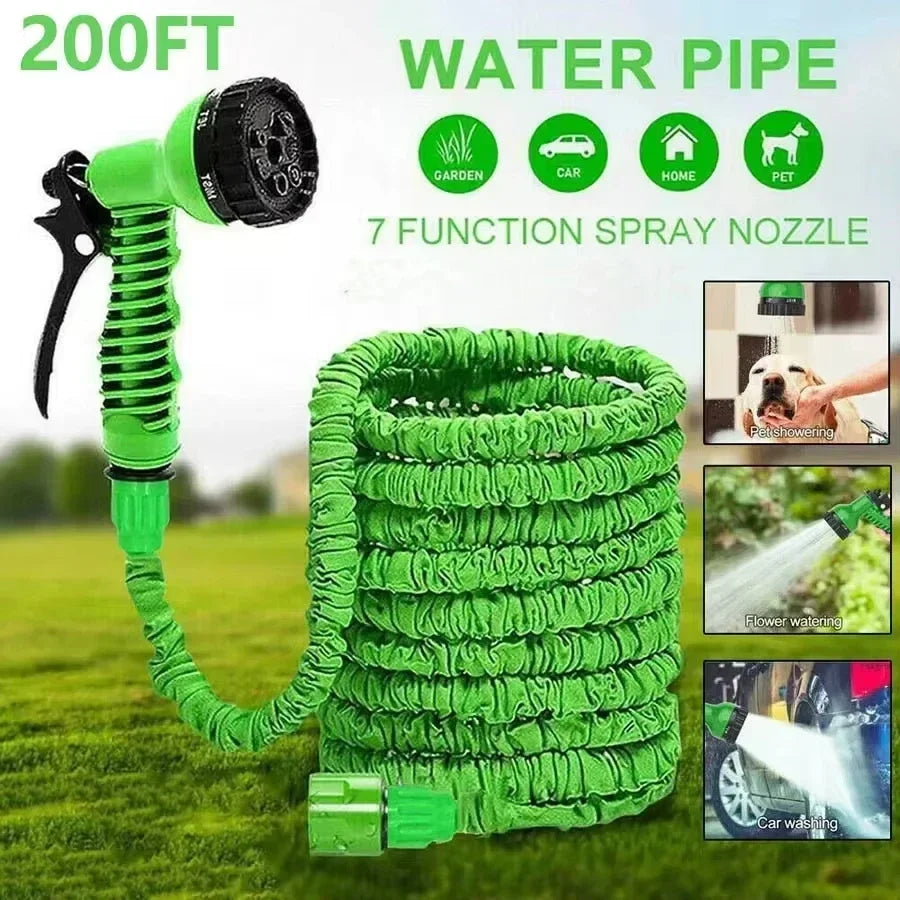 200FT Expandable High-Pressure Magic Hose 7 Water Spraying Functions Gun Durable Materials Home Garden Watering Tools
