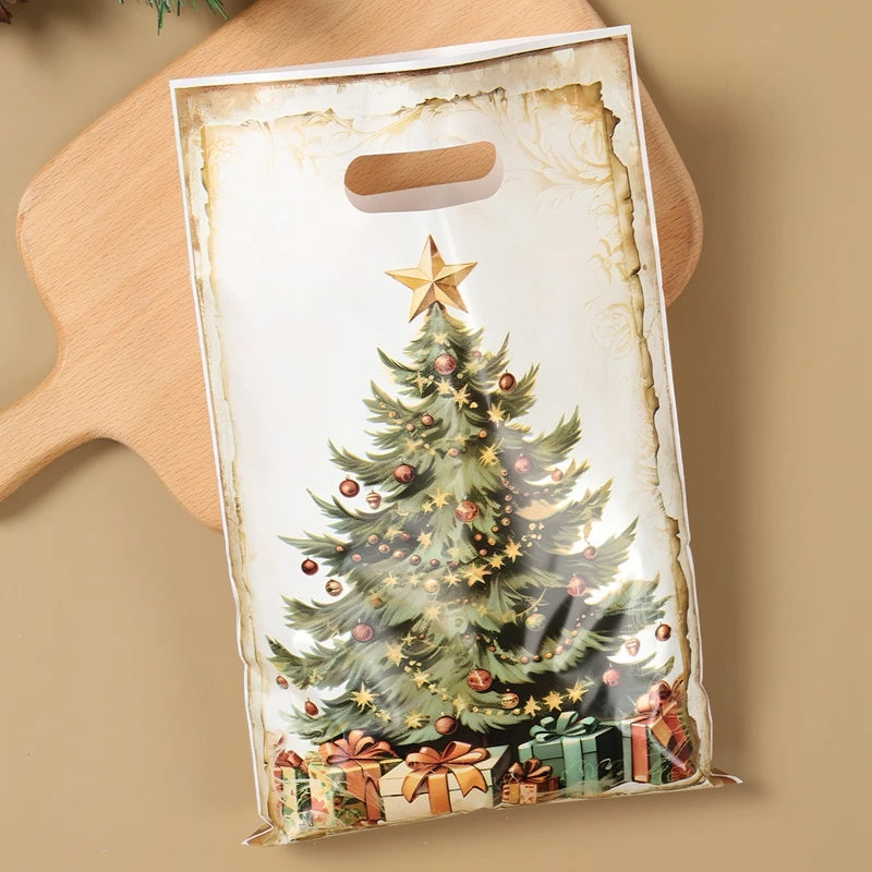 10/25/50pcs Christmas Gift Bags Christmas Party Decoration 2025 Xmas Santa Claus Cute Hand Bags Navidad Natal New Year Gift 2026