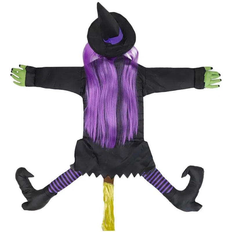 Halloween Witch Crashing Into Tree Decoration 2025 - Animated Witch Doll for Outdoor Yard, Porch & Door Spooky Decor