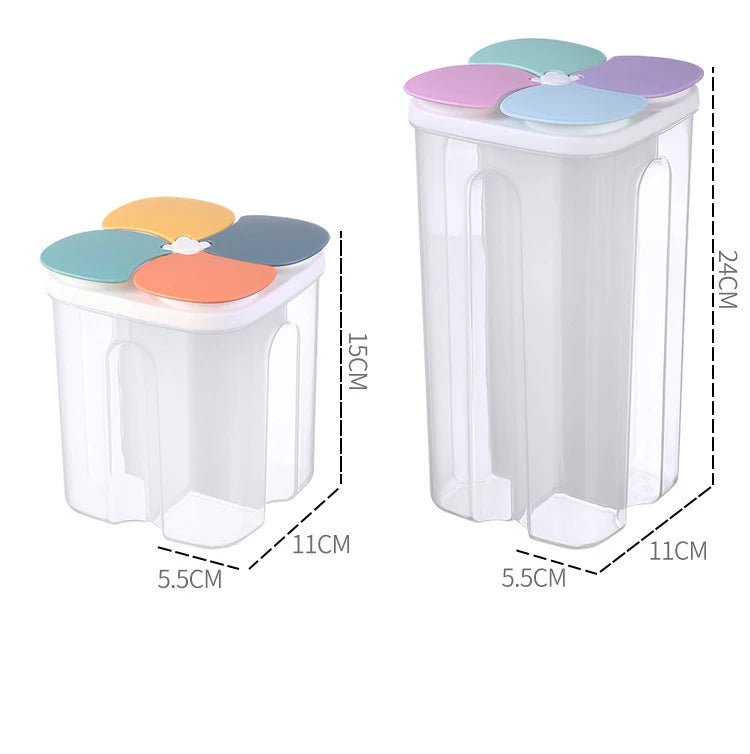 Kitchen Cereals Storage Box Plastic 4 grids Cereals Sealed Jar Food Container Moisture-proof Grain Tank Spaghetti Keep Fresh Box