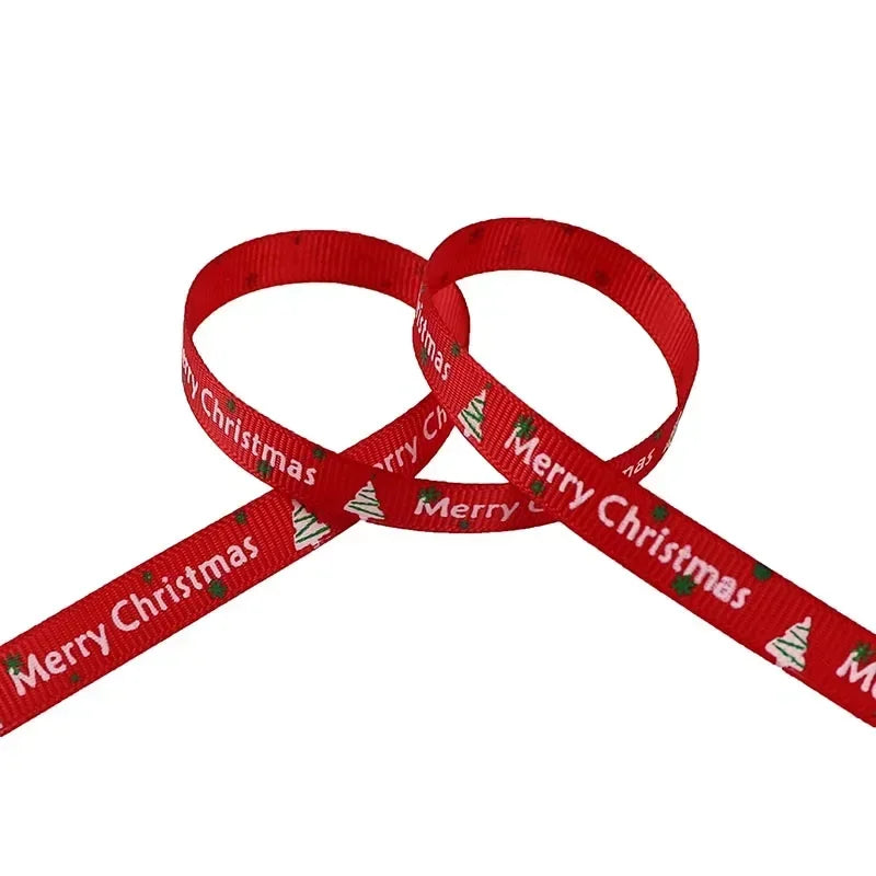 5 Yards/20 Yards 10MM Christmas Ribbon Printed Polyester Grosgrain Ribbons For Decor Gift Wrapping Hair Bows Ribbon For Crafts