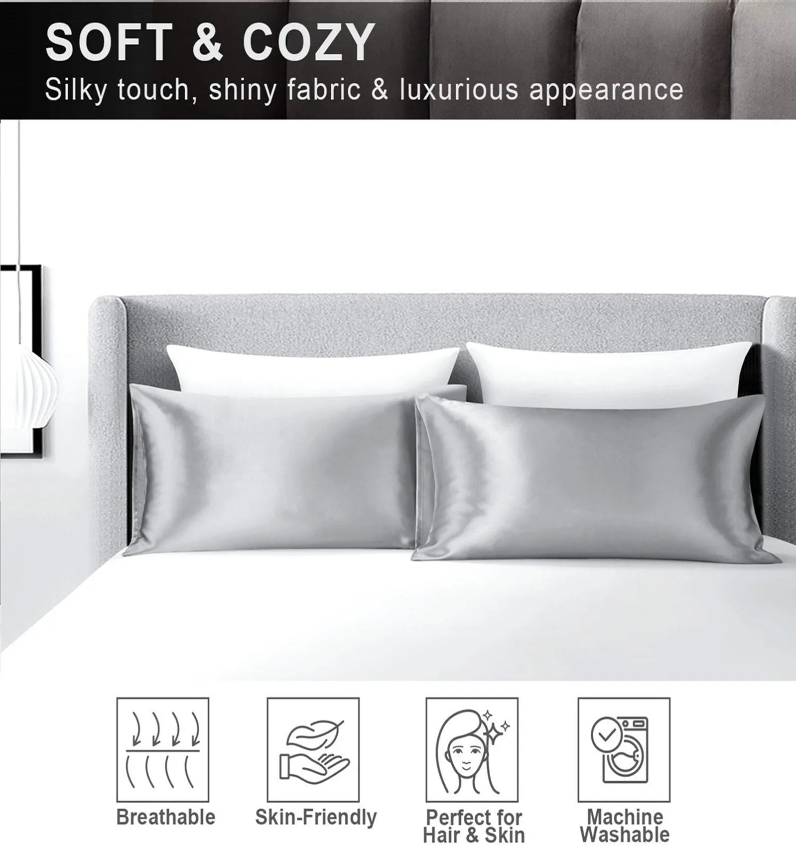 JuwenSilk silky stain pillowcase silky pillowcase natural silk pillowcase mulberry silk pillow case standard queen k