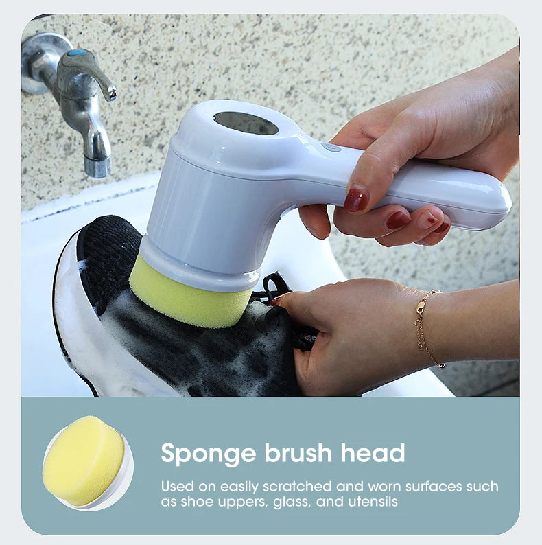 Electric Spin Scrubber, Bathroom Cordless Cleaning Brush Power Scrubber with 5 Replaceable Brush Heads, Electric Cleaning Brush