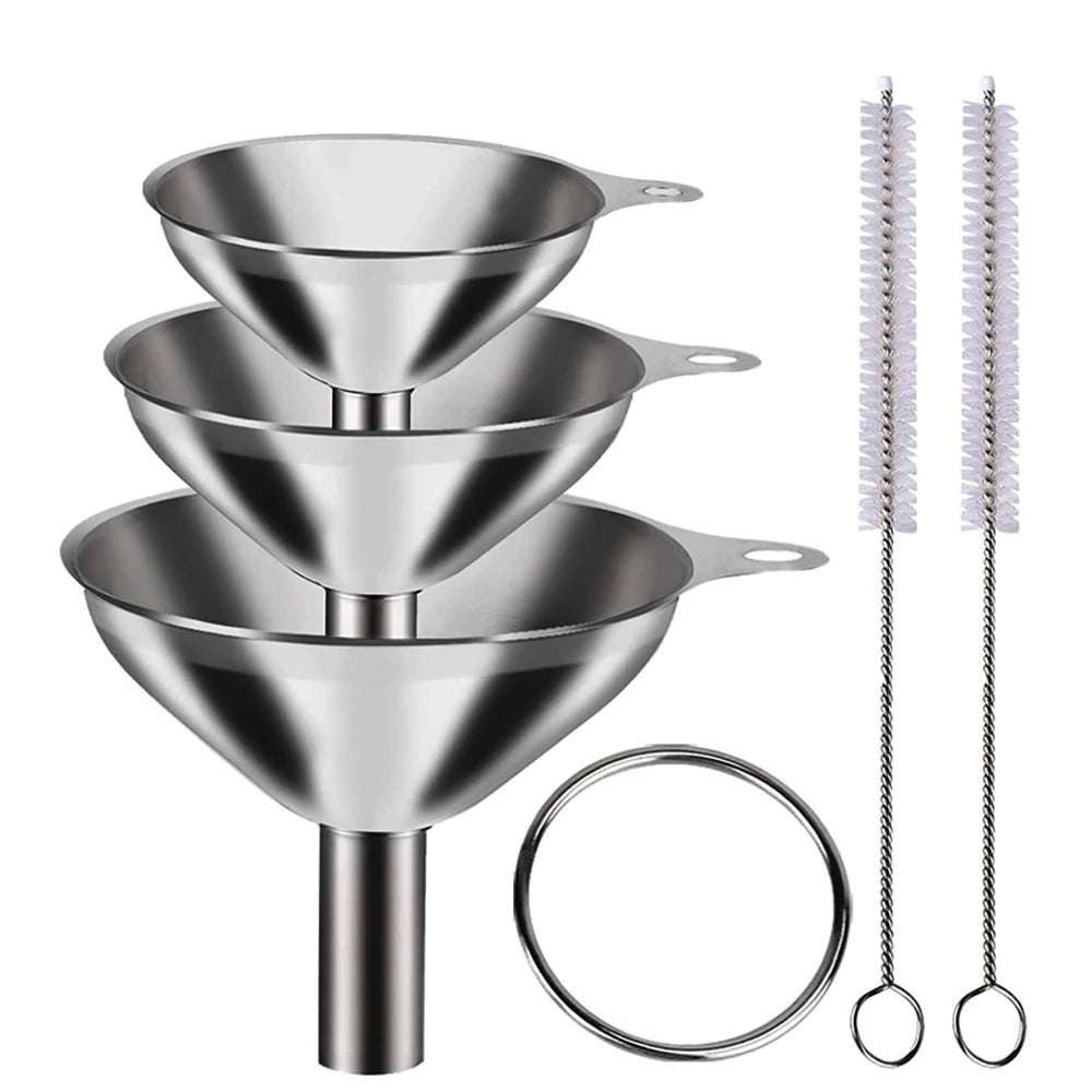 3/5 Pcs Stainless Steel Kitchen Funnels Set Food Grade Metal Funnels for Filling Bottles Small Funnels for Essential Oil Spices