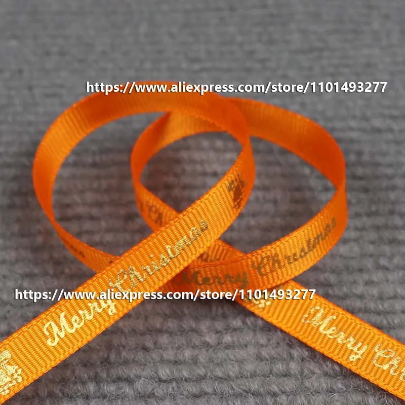 5 Yards/20 Yards 10MM Christmas Ribbon Printed Polyester Grosgrain Ribbons For Decor Gift Wrapping Hair Bows Ribbon For Crafts