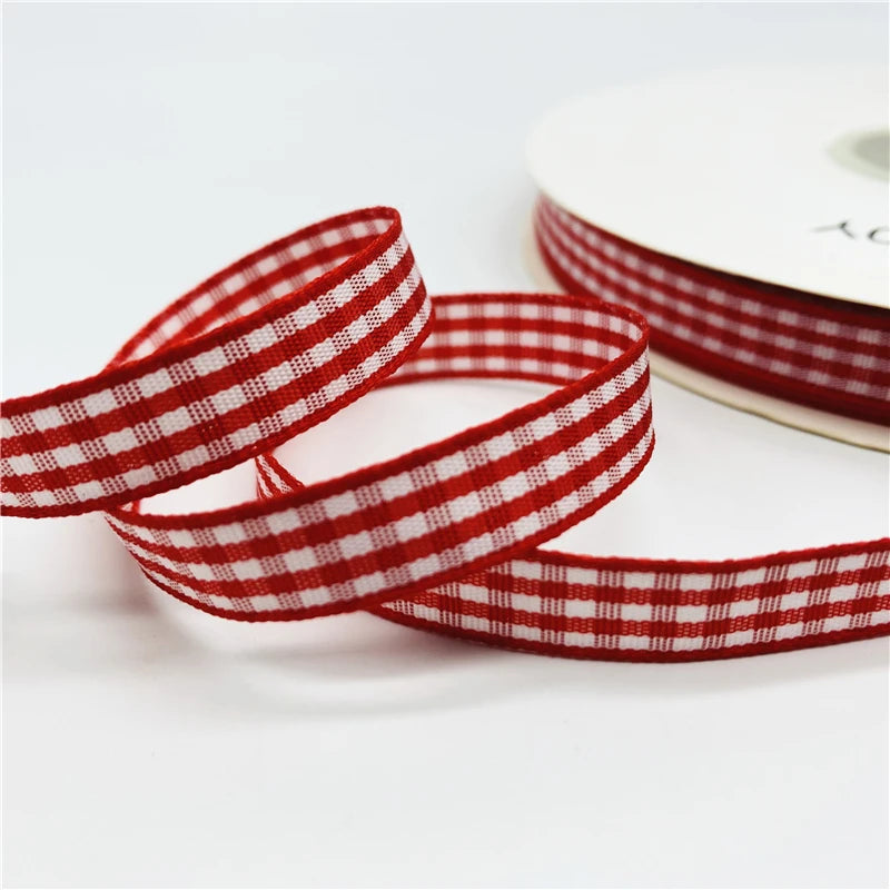 5yards/Lot 10mm Plaid Ribbon Christmas Decor Ribbon For Handmade Design Christmas Decoration DIY Gift Wrapping