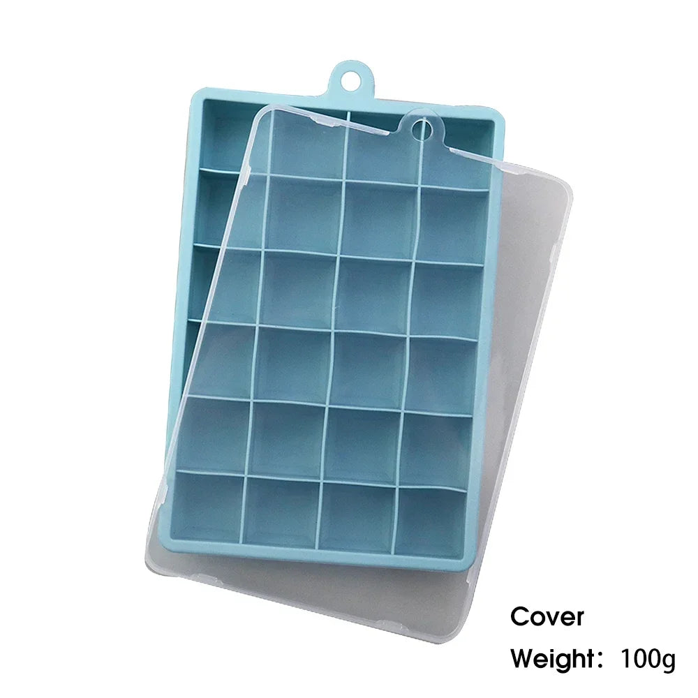 24 Hole Silicone Ice Cube Tray with Lid Non Toxic Big Square Ice Maker for Cocktails Party Drinks Puree Cheese Jelly Mold