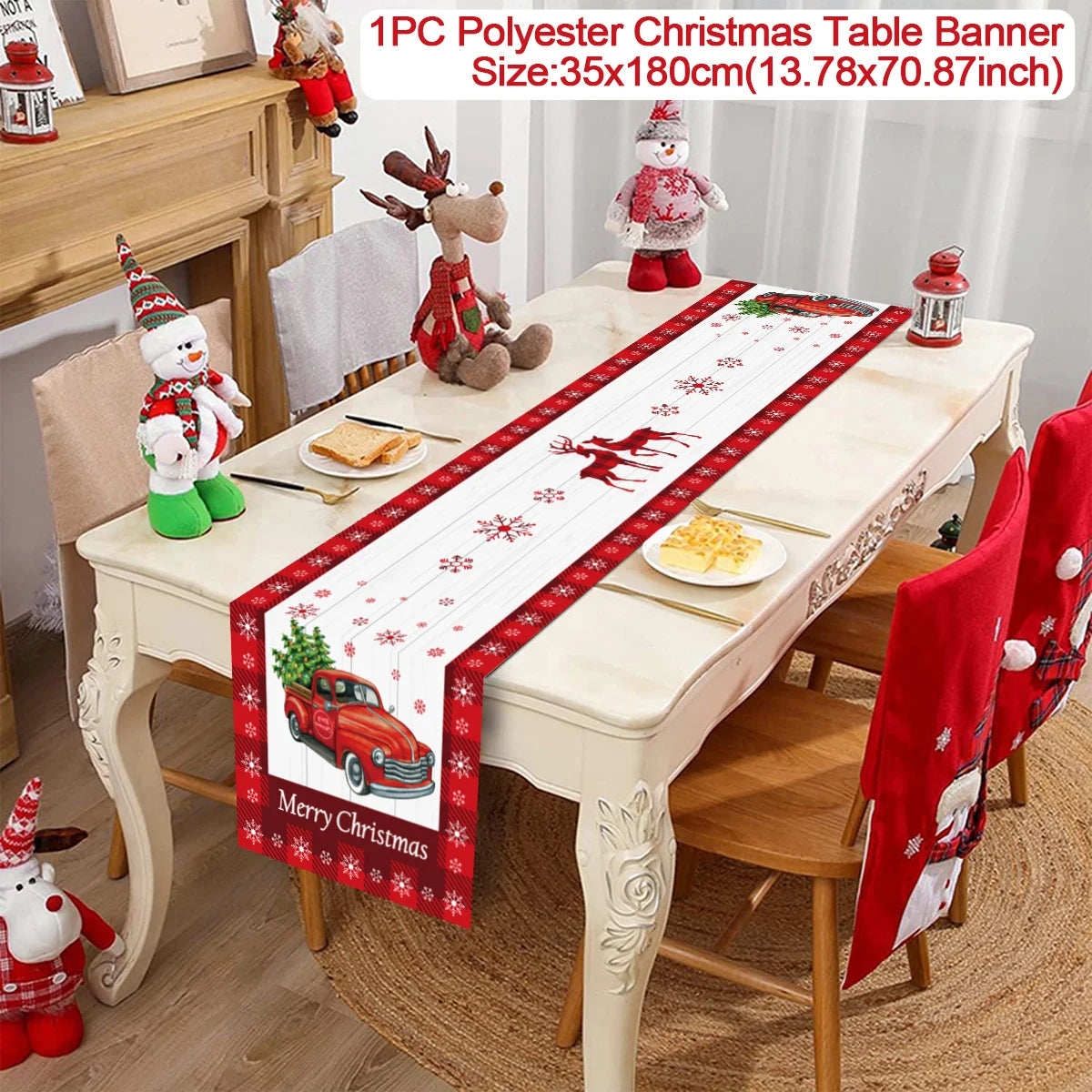 Christmas Table Runner Merry Christmas Decoration for Home Table 2024 Xmas Ornament Navidad Notal Noel Happy New Year Gifts 2025