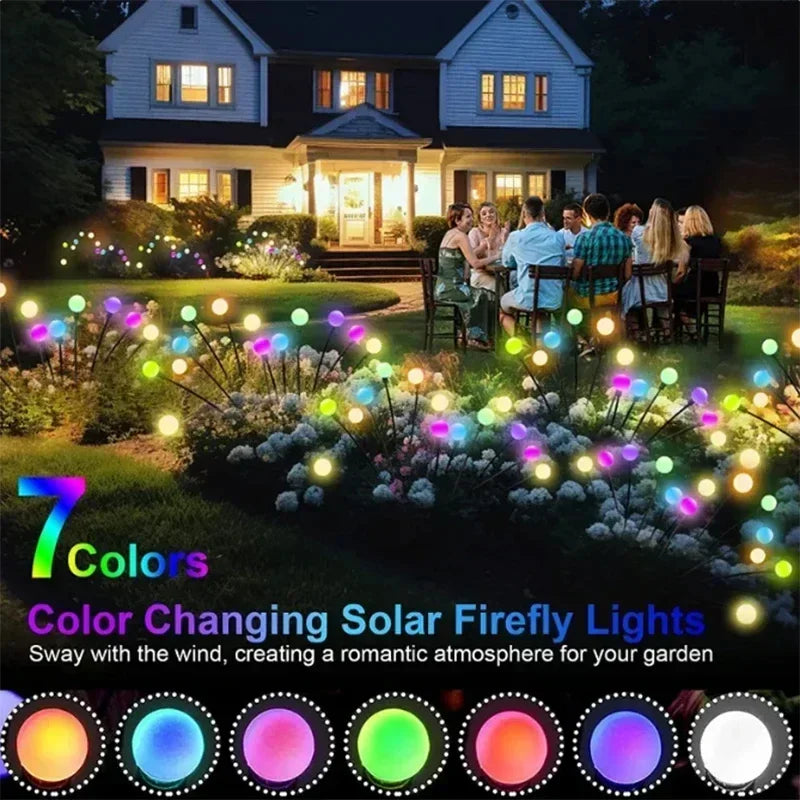 Solar LED Lights Garden Firework Warm Lights Outdoor 6/8 LEDs Waterproof Firefly Lawn Lamps Patio Pathway Decoration