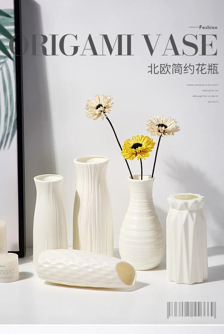 Nordic Plastic Vase Simple Small Fresh Flower Pot Storage Bottle For Flowers Living Room Modern Home Decorations Ornaments