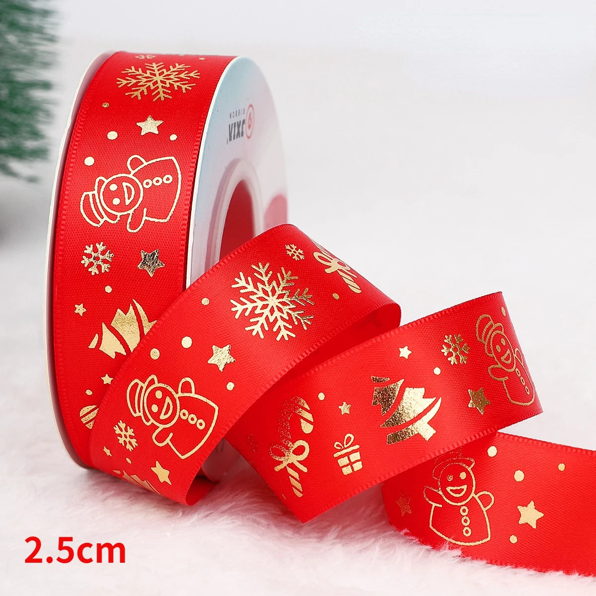 5yards Christmas Ribbon Printed Christmas Polyester Ribbon For Handmade Design Christma Decoration DIY Cake Bouquet Gift Packing