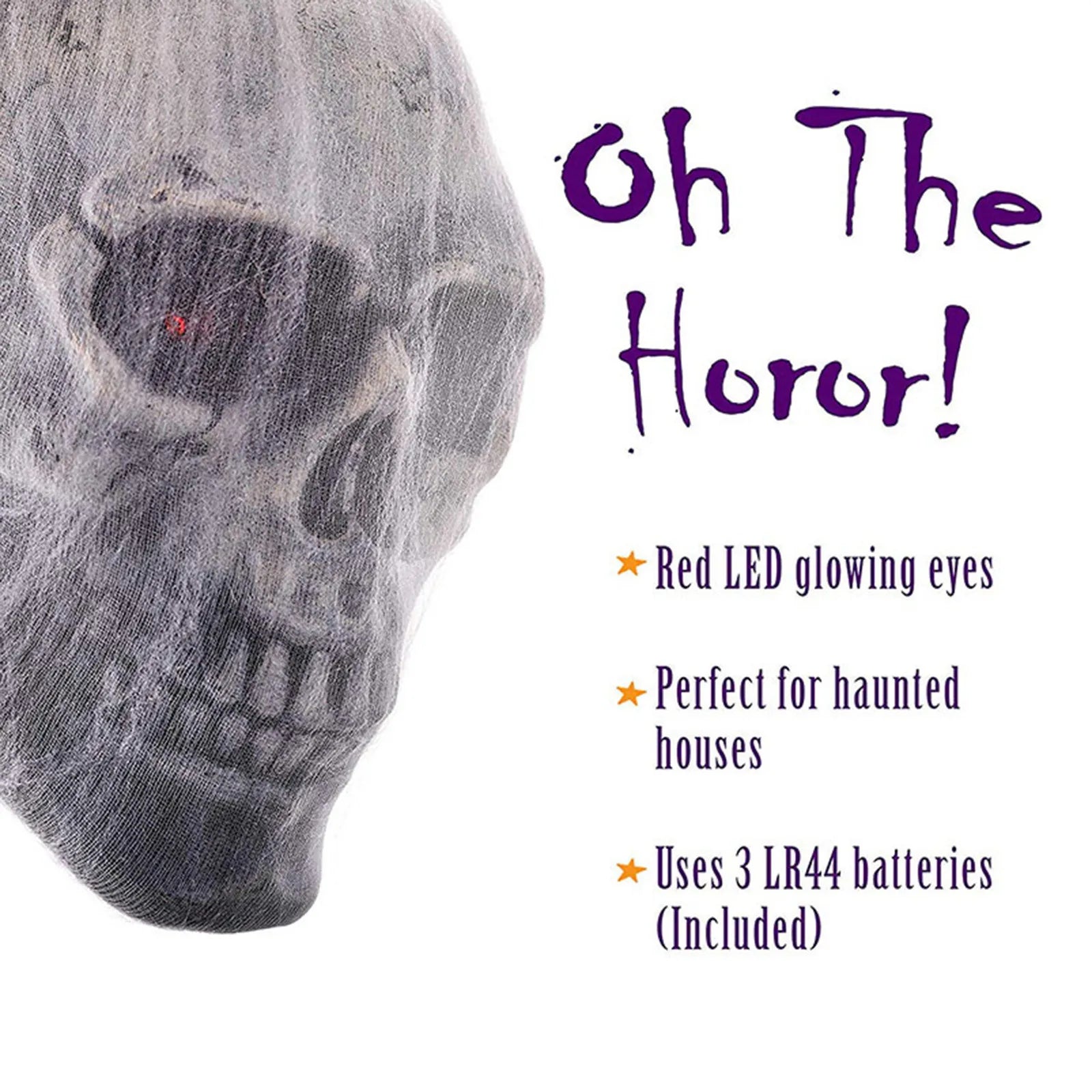 Simulated Spooky Yard Decoration Horror Glowing Sound-Controlled Skull Prop Halloween Terrifying Atmosphere Decoration Supplies