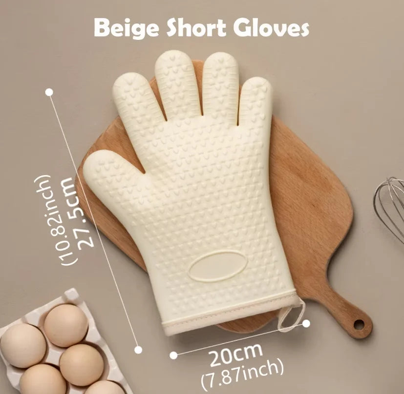 Anti-scald Thickened Silicone Gloves Heat Resistant Microwave Oven Baking Gloves BBQ Gloves Anti-slip Heat Insulation Mitts