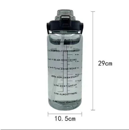 2L Water Bottle Portable Straw Plastic Water Cup for Outdoor Sports Fitness Adult High Value Big Fat Cup with Time Marker
