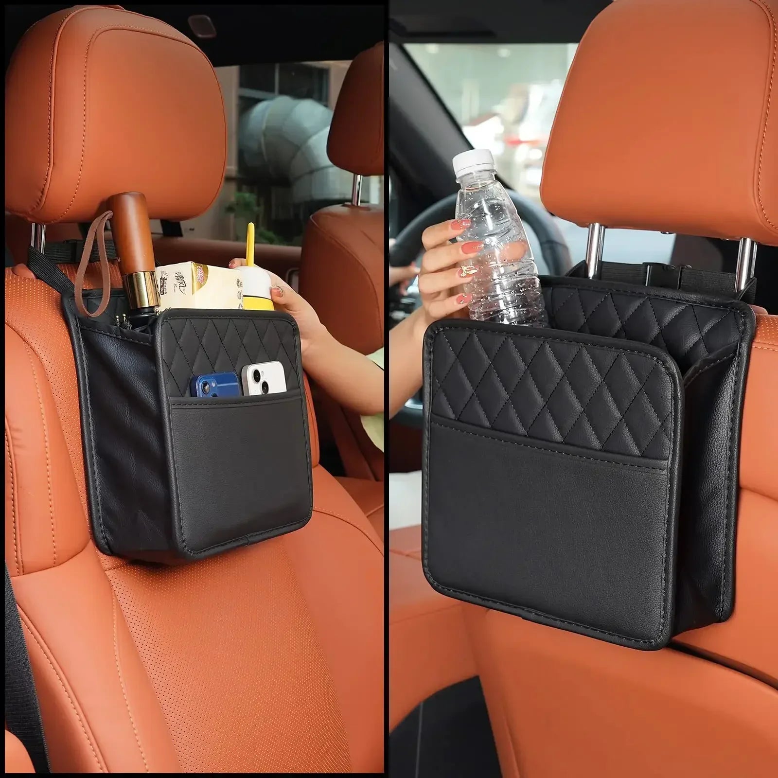 Multi function PU Leather Car Seat Back Storage Bag for Renault Clio Laguna Megane Duster Tissue Cup Holder Garbage Pocket