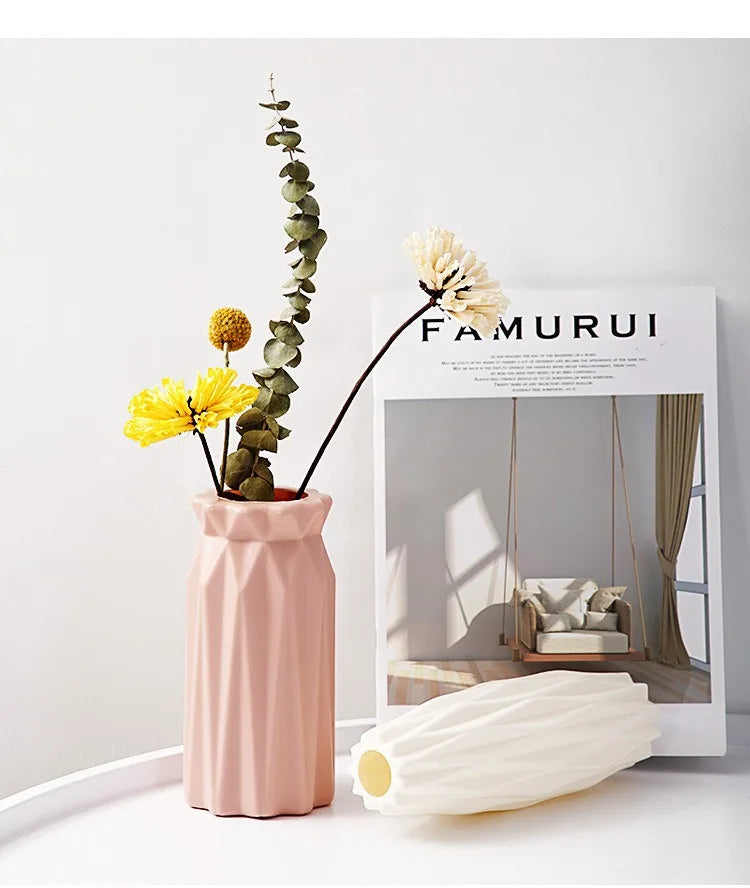 Nordic Plastic Vase Simple Small Fresh Flower Pot Storage Bottle For Flowers Living Room Modern Home Decorations Ornaments