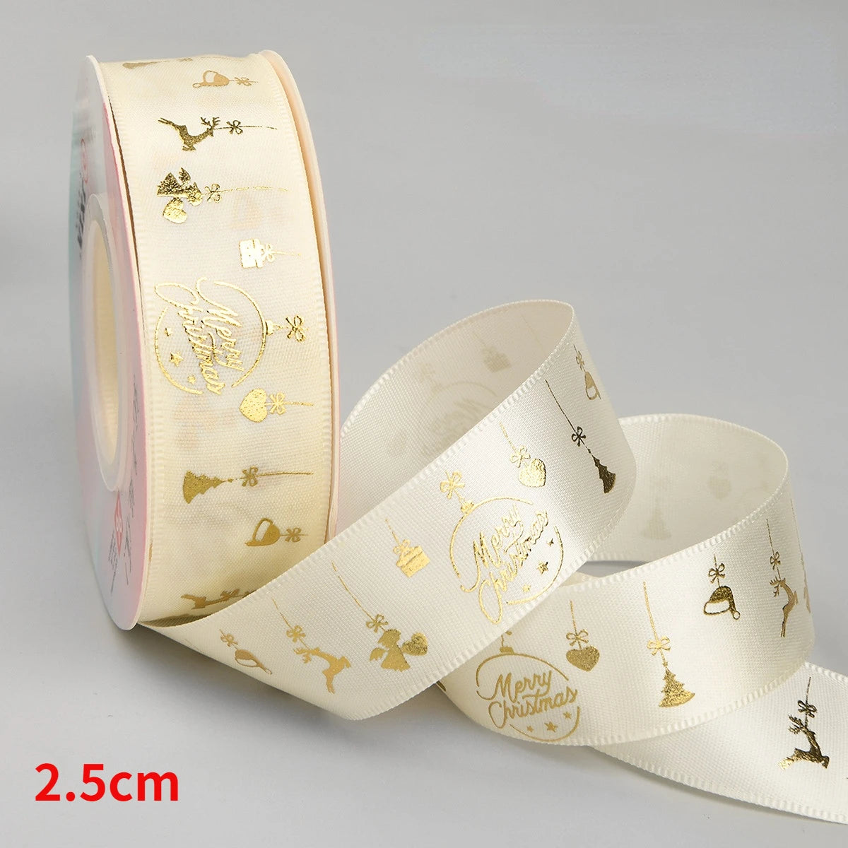 5yards Christmas Ribbon Printed Christmas Polyester Ribbon For Handmade Design Christma Decoration DIY Cake Bouquet Gift Packing