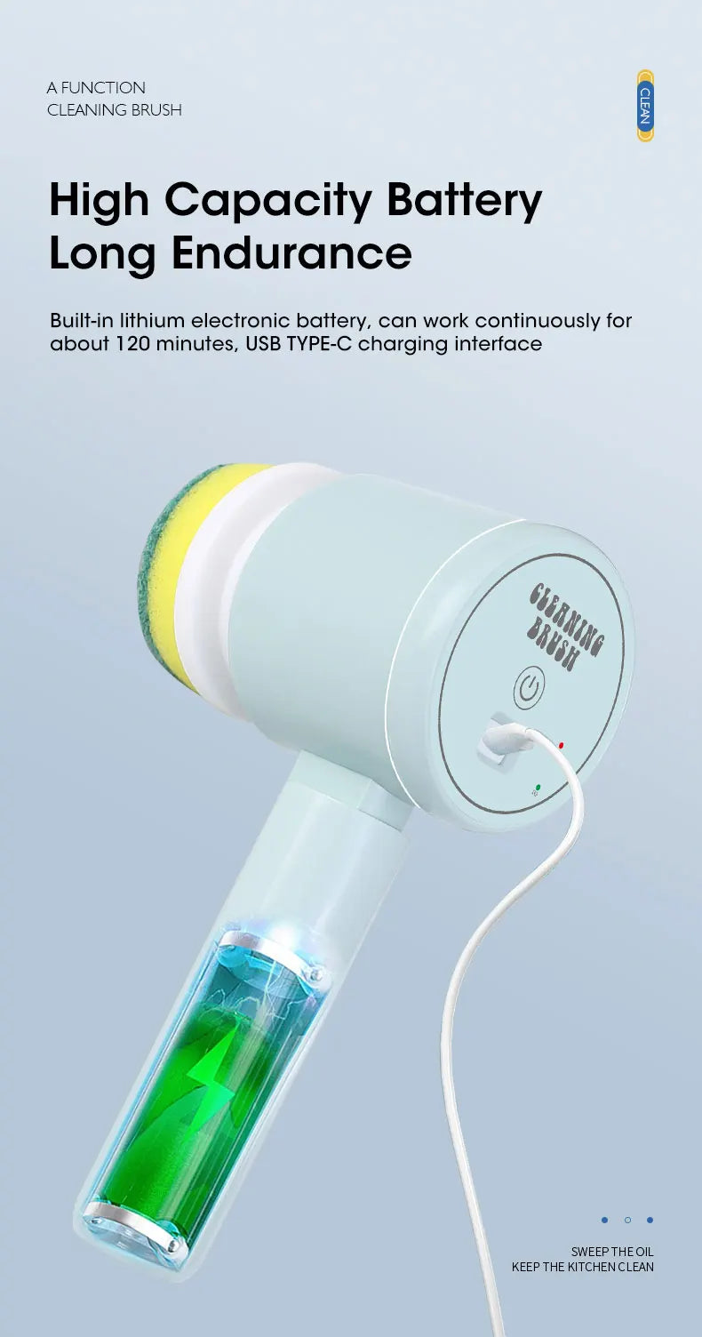 Electric Spin Scrubber, Bathroom Cordless Cleaning Brush Power Scrubber with 5 Replaceable Brush Heads, Electric Cleaning Brush