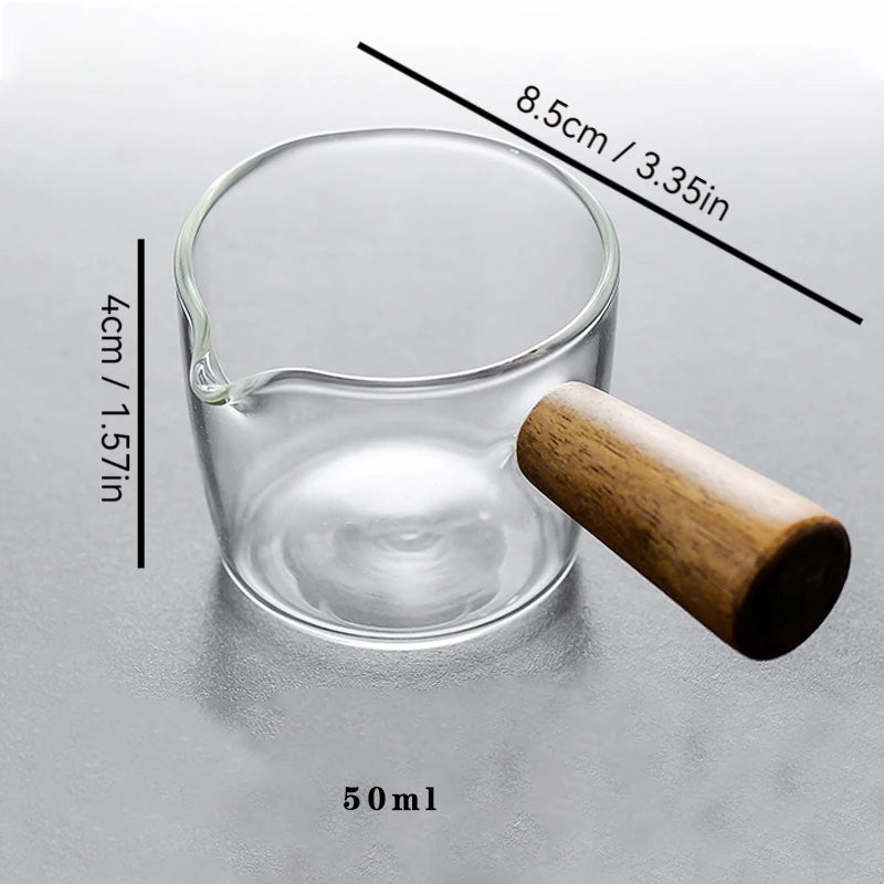 75ml Glass Espresso Measuring Cup Double/Single Mouth Glass Milk Jug with Handle Glass Scale Measuring Mugs