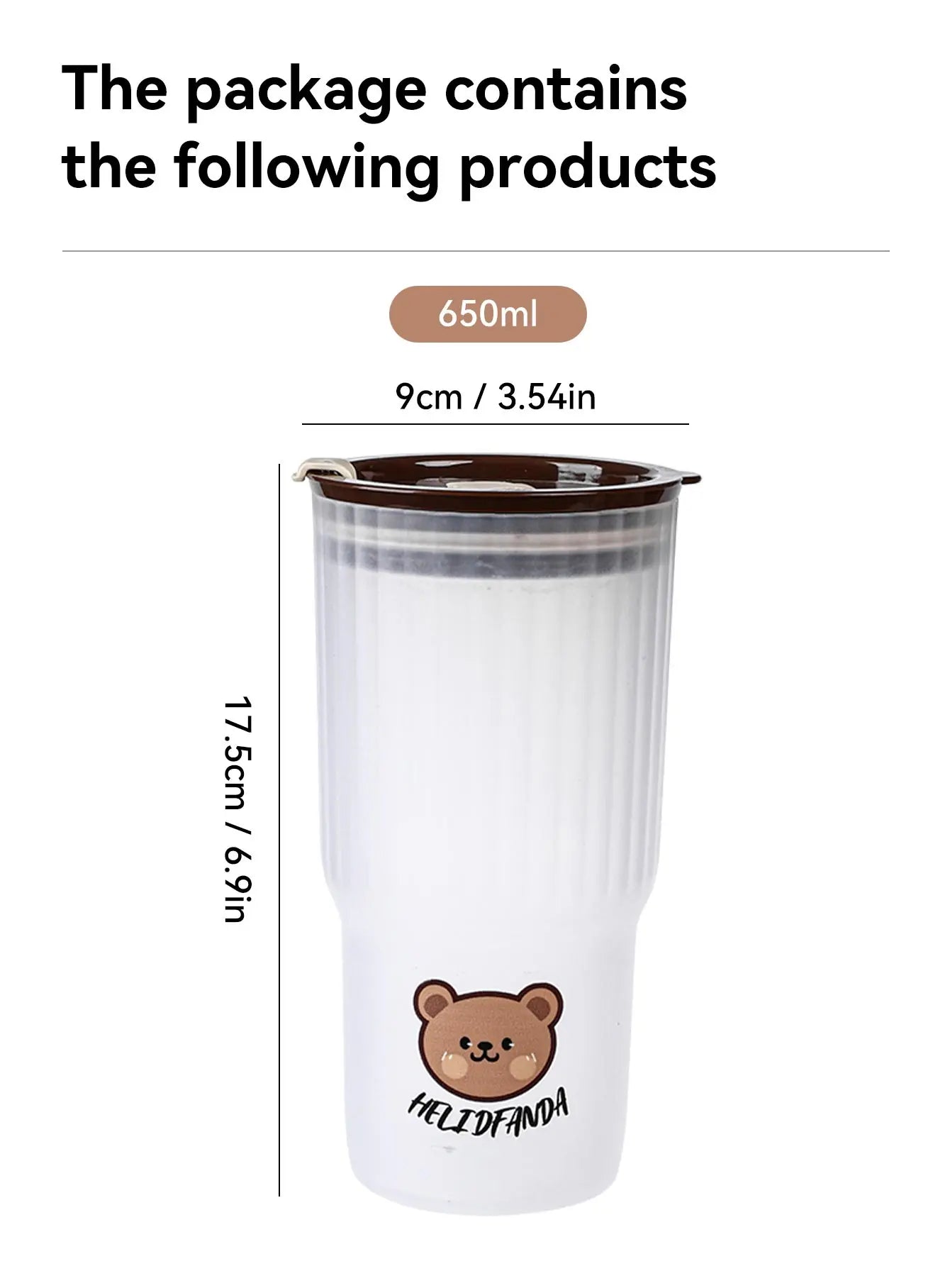 WORTHBUY Cute Bear Plastic Water Cup Large Capacity Water Bottle Travel Leak-proof Tumbler With Lid Portable Milk Coffee Cups
