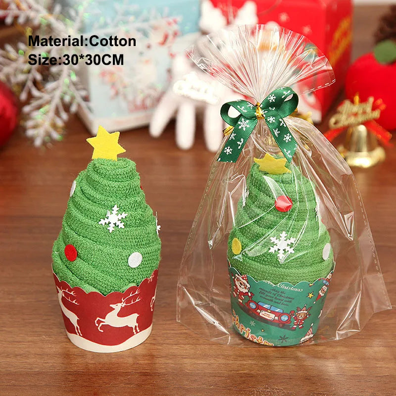 Christmas Cake Shape Towel Snowman Dinner Decor New Year 2023 Embroidered Towel For Home Christmas Tree Towels Children'S Gifts