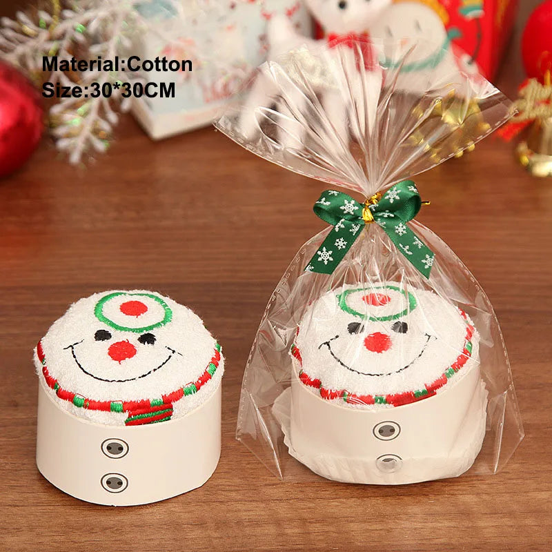 Christmas Cake Shape Towel Snowman Dinner Decor New Year 2023 Embroidered Towel For Home Christmas Tree Towels Children'S Gifts