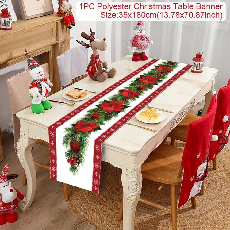 Christmas Table Runner Merry Christmas Decoration for Home Table 2024 Xmas Ornament Navidad Notal Noel Happy New Year Gifts 2025