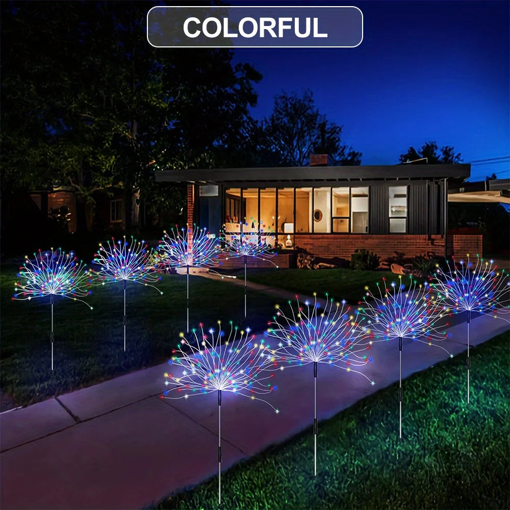 1 Pack Solar Firework Light Outdoor,IP65 Waterproof Solar Garden Flower Lights With 8 Lighting Modes For Outdoor Lighting