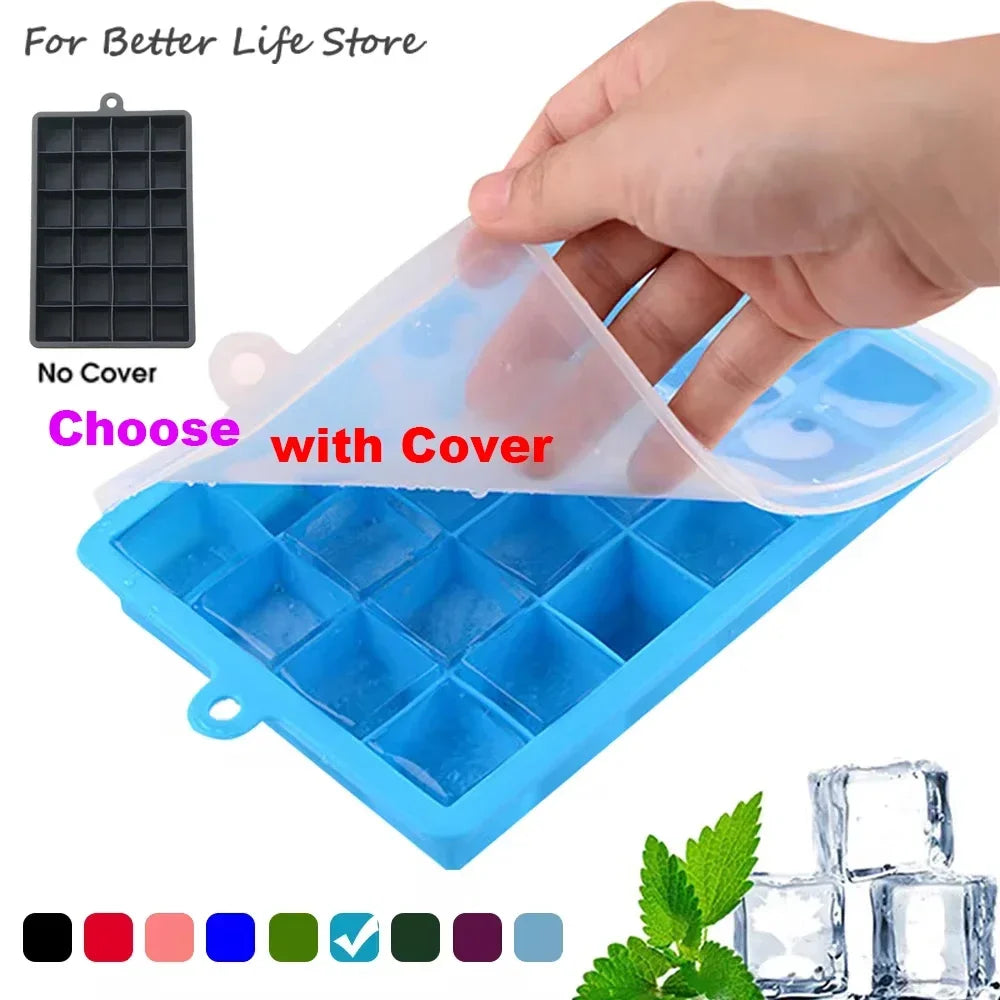 24 Hole Silicone Ice Cube Tray with Lid Non Toxic Big Square Ice Maker for Cocktails Party Drinks Puree Cheese Jelly Mold