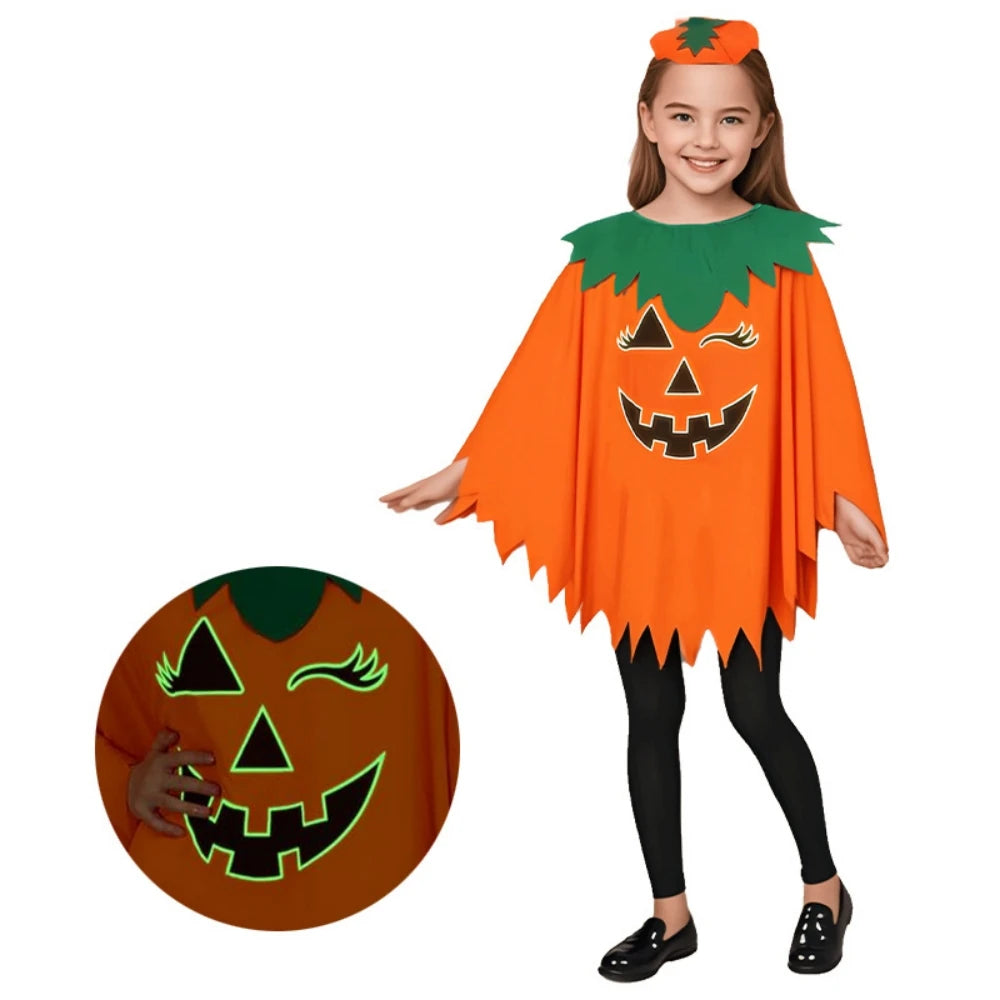 1 Pcs Halloween Party Adult Children Pumpkin Luminous Cloak for Halloween Day of The Dead Prank Horror Party Decoration Props